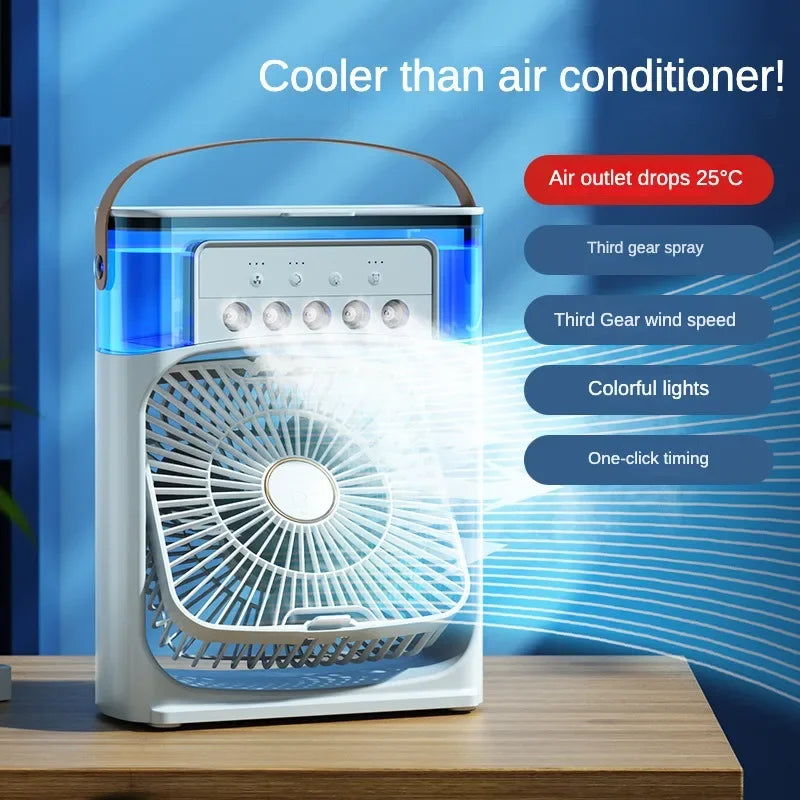 Humidificador portátil, ventilador de aire acondicionado, Enfriador de aire pequeño para el hogar, hidrorefrigeración, ajuste de aire portátil para oficina, ventilador de 3 velocidades