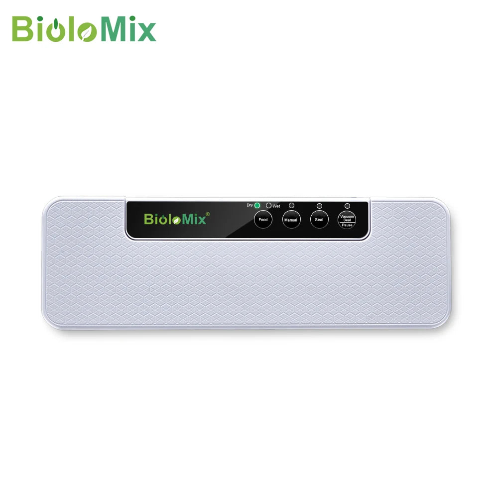 Sellador al vacío de alimentos automático BioloMix, máquina envasadora de ahorro de alimentos húmedos o secos con 10 Uds. De bolsas gratis para Sous Vide Blanco/Negro W230