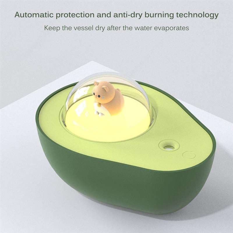 Mini humidificador en aerosol con aguacate, luz nocturna con carga por USB, pulverizador de niebla portátil para el hogar y el coche