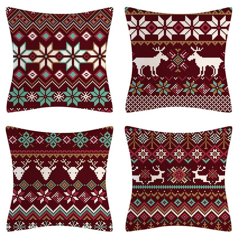 Home Decoration Christmas Pillow Cover Four-piece Set