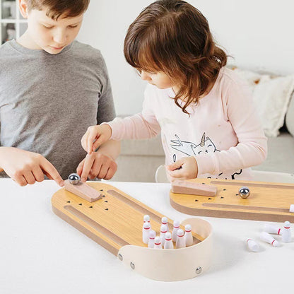 Mini jeu de bowling de table - Planche en bois - Mini arcade de bureau - Petit bowling - Allée de tir - Bureau - Gadgets anti-stress - Jouets pour petits doigts - Cadeaux gag pour hommes, femmes, enfants, adolescents, garçons