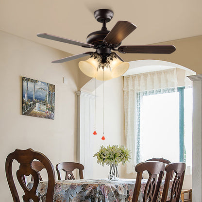 Lámpara de techo con ventilador americano, sala de estar, hoja de madera