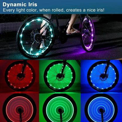 2 Pack LED Bicycle Wheel Light, 7 Colours In One Waterproof Bicycle