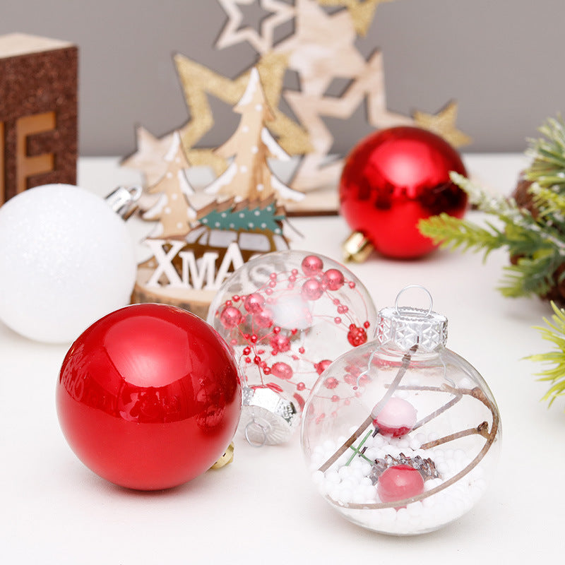 Décorations de Noël Pendentif pour sapin de Noël en boule transparente rouge et blanche