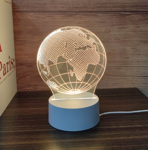 Lámpara de mesa con forma de globo terráqueo 3D, luz nocturna USB, RGB, creativa