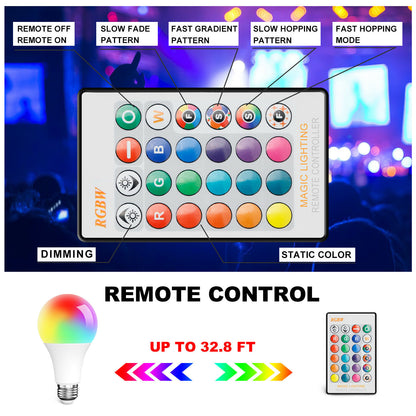 Ampoule LED 15W RGB, télécommande sans fil intelligente, lampe à intensité variable, changement de couleur, ampoule intelligente WiFi LED, multicolore pour Alexa