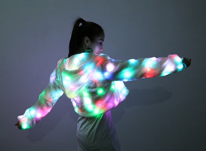 Veste en fausse fourrure avec éclairage LED coloré pour Halloween