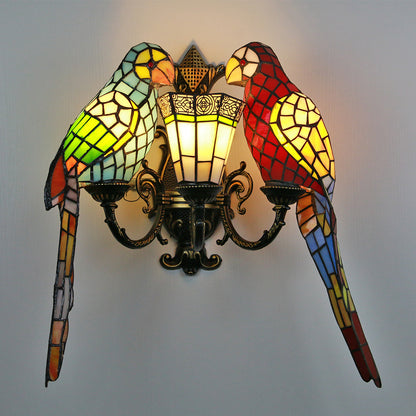 Multi Headed Parrot Series Colored Glass Lampshade