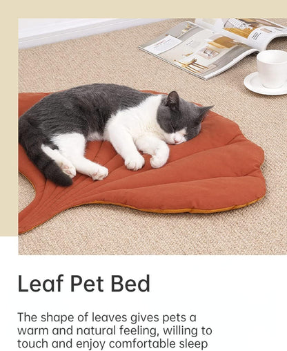 Cat Mattress Leaf Shape Cat Nest Cat And Dog Double-Sided Available Floor Mat Cover Pad Warm And Comfortable Cartoon Cat Bed Indoor Warm Accessories