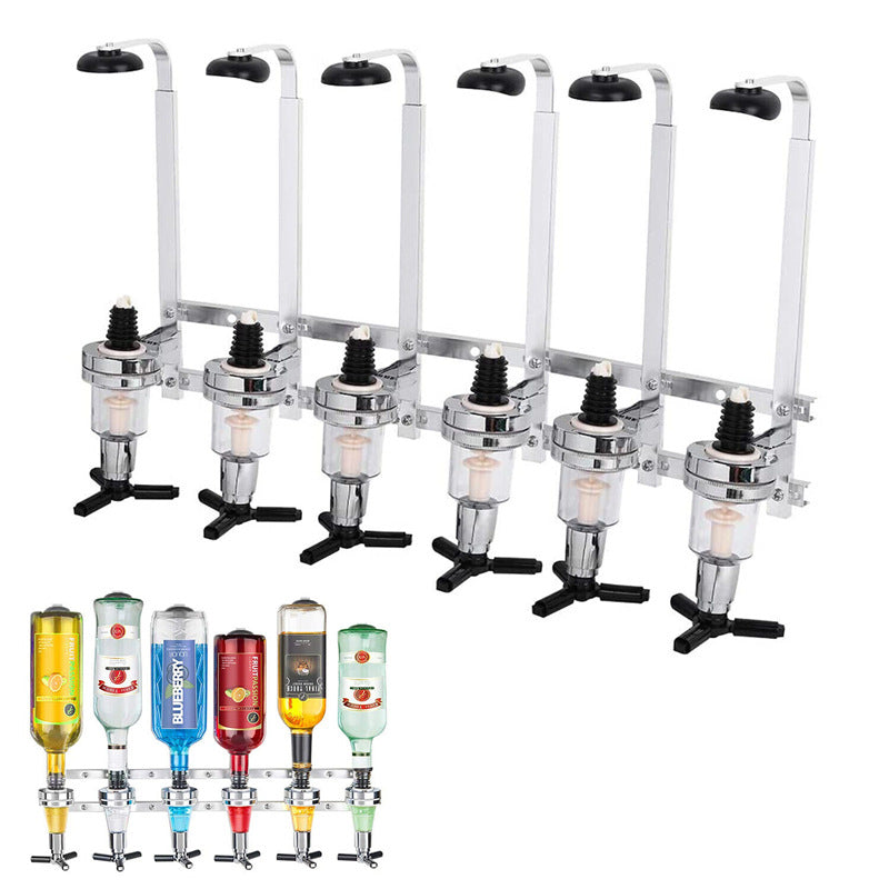 6-head Straight Row Wall Mounted Wine Pouring Rack