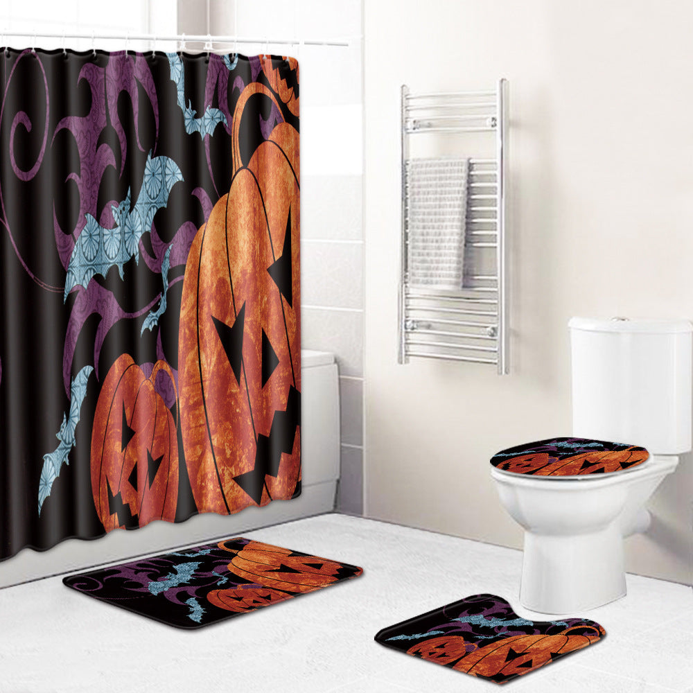 Ensemble de salle de bain et toilettes Halloween, tapis de salon et de chambre à coucher en quatre pièces