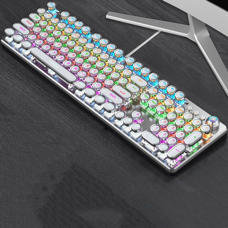 Teclado mecánico luminoso con perilla galvanizada punk retro