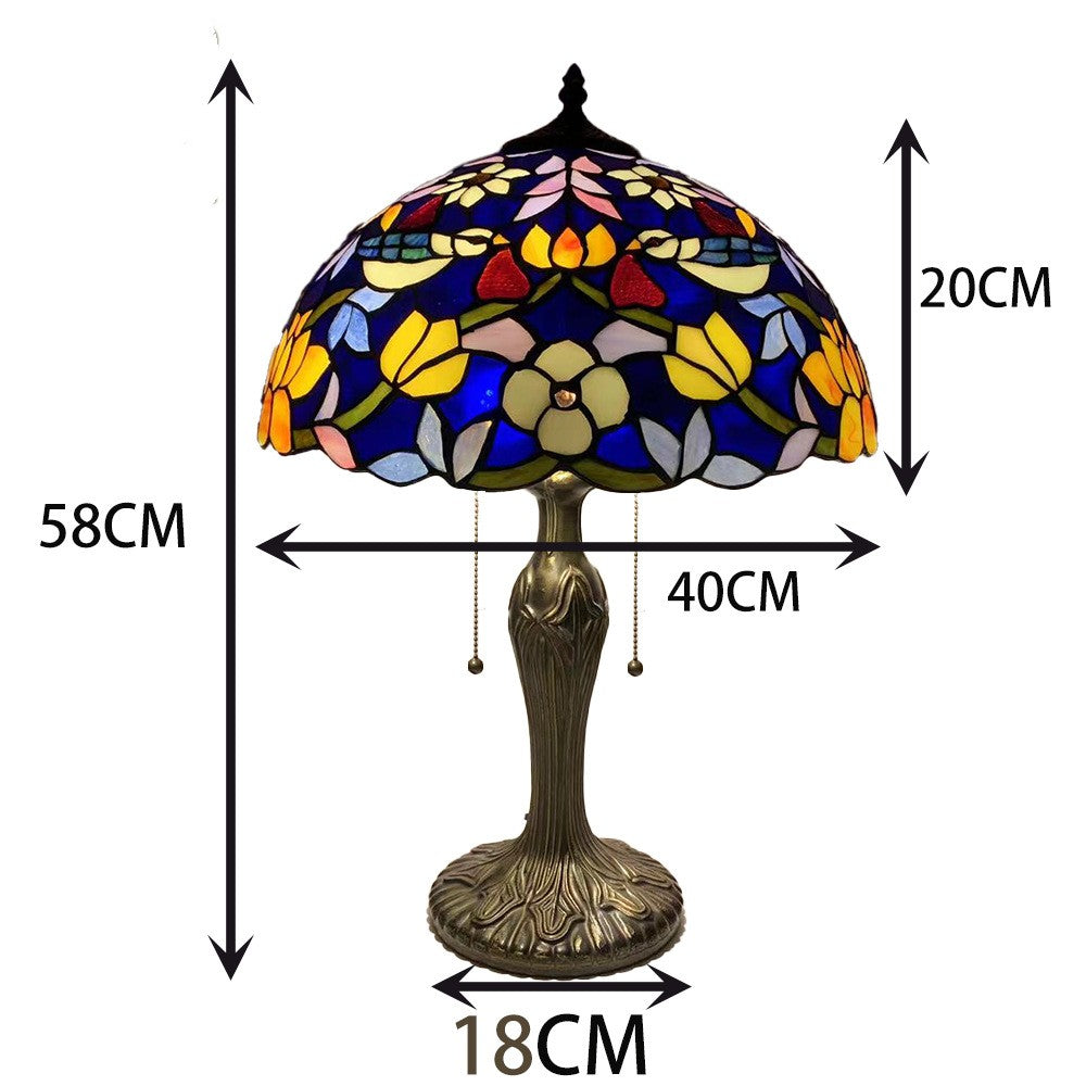 Lampe de table de luxe et exquise à motif de fraise et d'oiseau