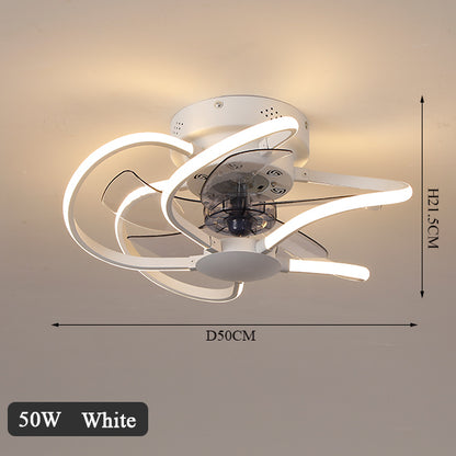 Lampe de ventilateur de chambre à coucher de salon nordique lumière LED télécommandée