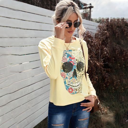 Halloween Hoodie Women Autumn And Winter Skull Print