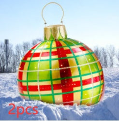 Boule de décoration de Noël en PVC pour l'extérieur 60 cm, boule gonflable décorée en PVC, grosses boules géantes pour décorations d'arbre de Noël, boule de jouet