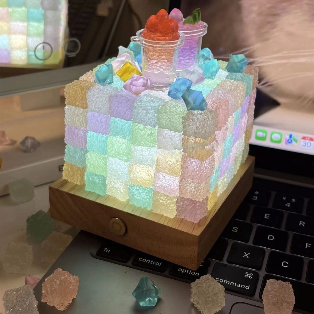 Crystal Luminous Cube Sugar Led Small Night Lamp Handmade Diy Gift