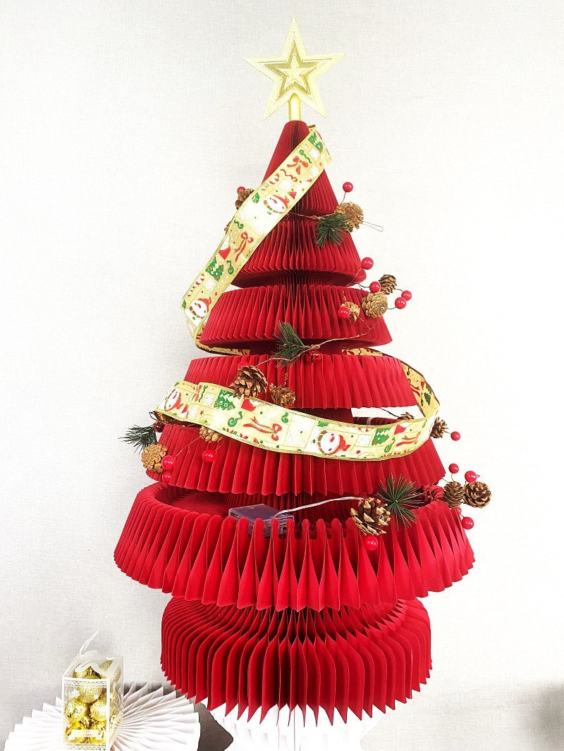 Thick Paper Honeycomb New Year Tree Folding Christmas