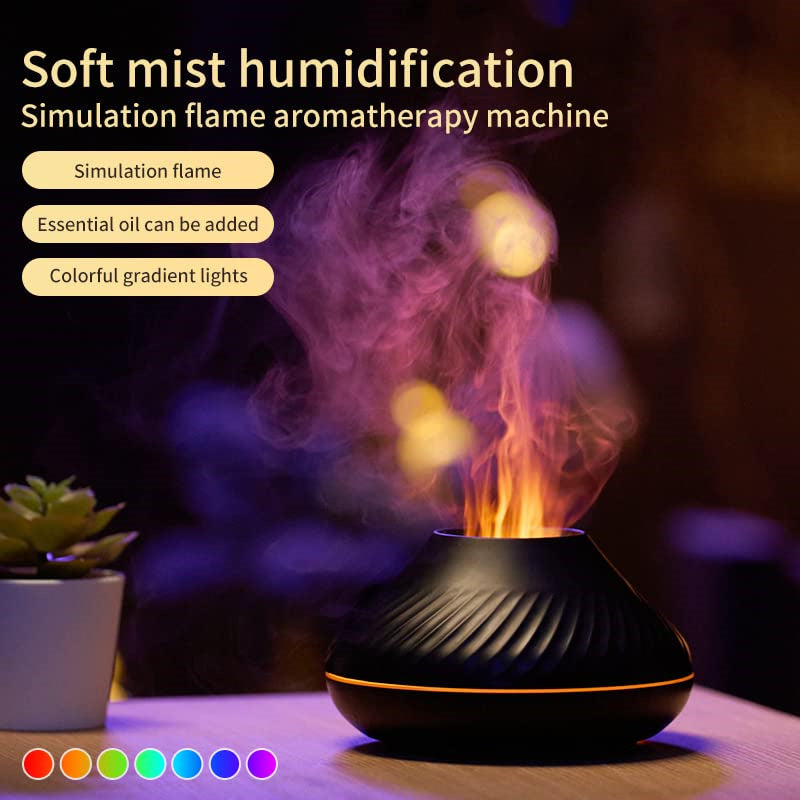 Nouveau diffuseur d'arôme de flamme volcanique lampe à huile essentielle 130 ml USB humidificateur d'air portable avec veilleuse de couleur brumisateur lumière LED