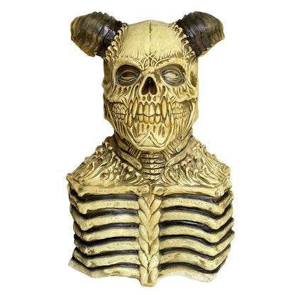 Máscara de látex con capucha oscura para Halloween, nueva máscara de calavera de terror con cuernos de diablo