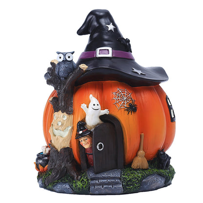 Halloween Witch Pumpkin House Decoration Ornaments Luminous Resin