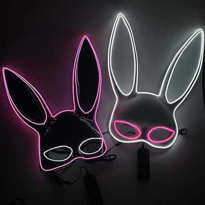 Masque de fille de lapin demi-visage lumière froide légère