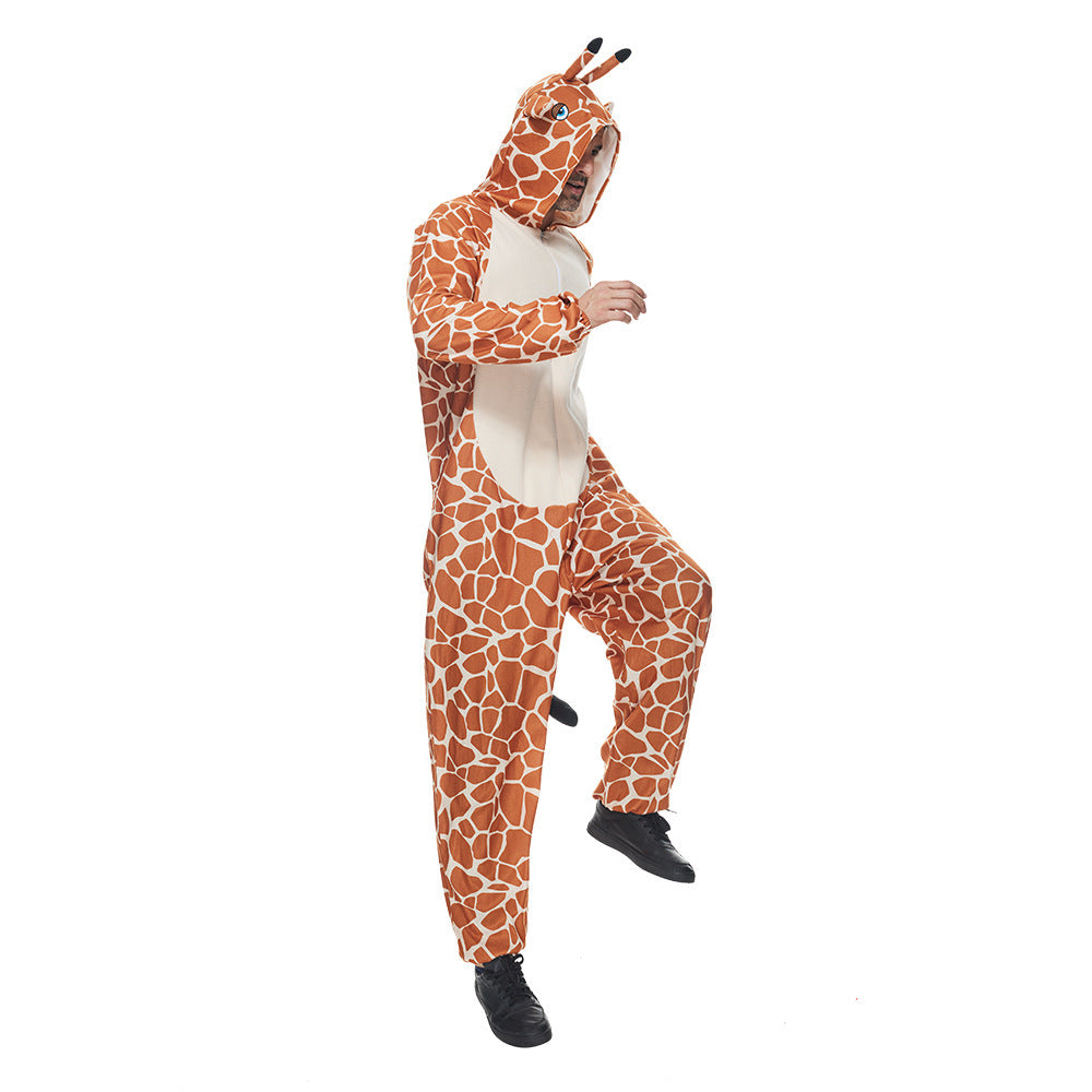 Costume de spectacle d'Halloween Costume de fête d'animaux Girafe Dessin animé