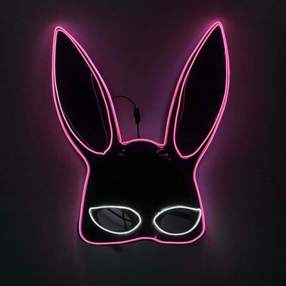 Masque de fille de lapin demi-visage lumière froide légère