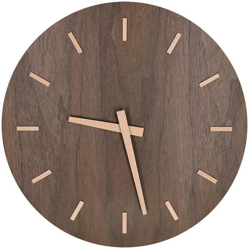 Horloge murale en bois minimaliste nordique à la mode salon horloge ronde en bois ménage table ronde en bois horloge murale créative salon