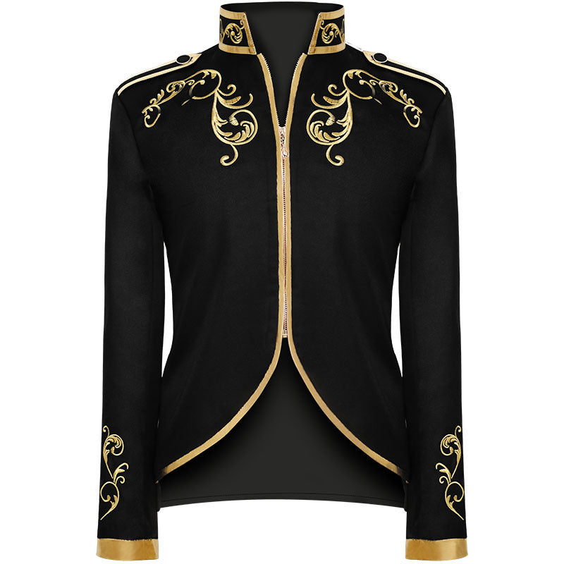 Chaqueta de moda para hombre de Halloween, chaqueta deportiva con bordado dorado del príncipe de la corte