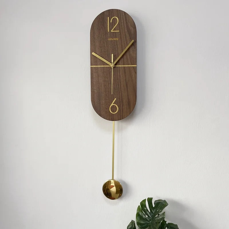 Horloge suspendue silencieuse en bois de noyer d'art créatif