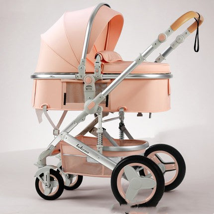 Carrito de bebé plegable bidireccional portátil, asiento y reclinable