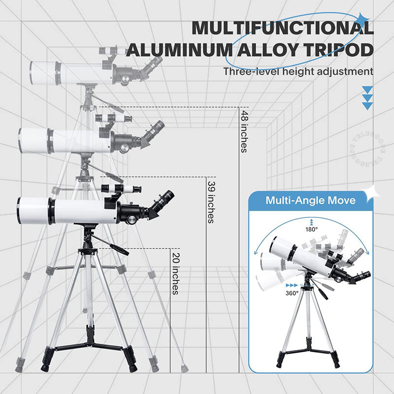 Distance focale du télescope astronomique en métal avec adaptateur téléphonique