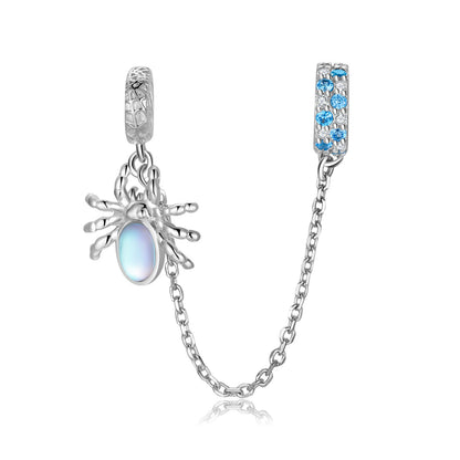 Spider Safety Chain Halloween Series S925 Sterling Silver Blue Zircon Bracelet Diy Accessories