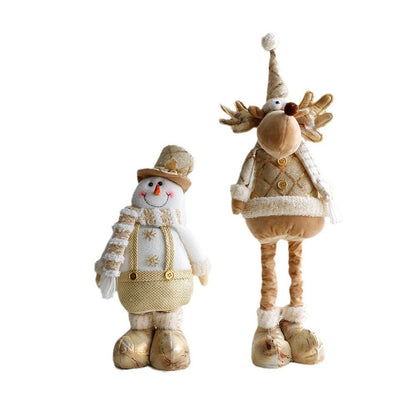 Christmas Decorations Retractable Doll Golden Snowman Elk