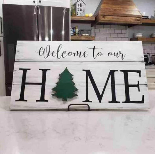 Christmas Wooden Decorative Doorplate Welcome HOME Doorplate Country Scene