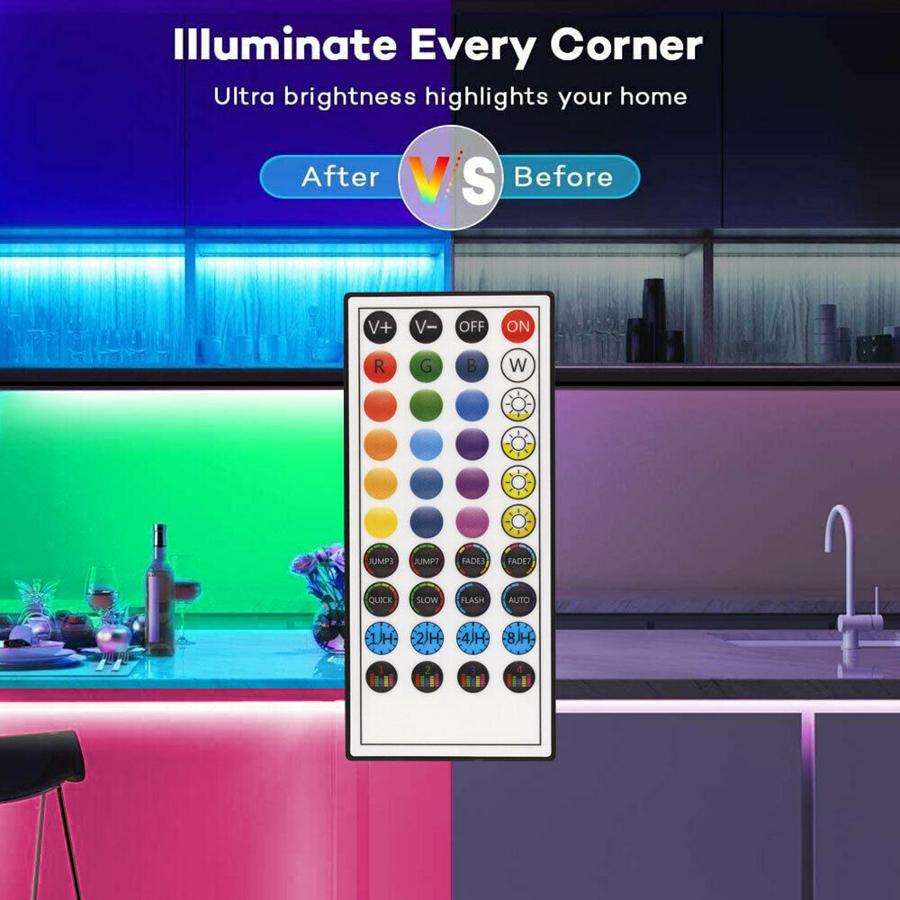 Luces de tira LED 5050 RGB Bluetooth Cambio de color de luz de habitación con control remoto