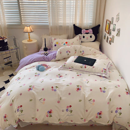 Juego de cuatro piezas de cama de algodón con estampado simple de moda para el hogar