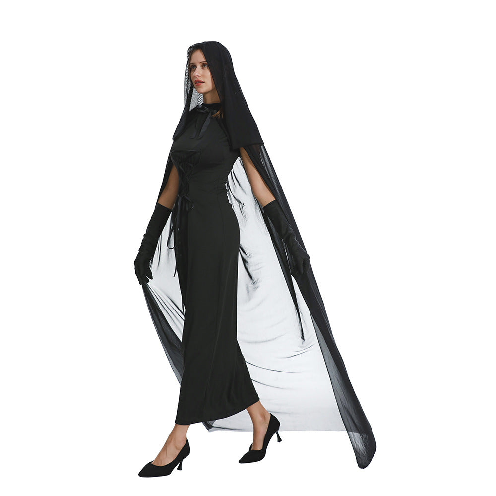 European And American Halloween Witch Clothing Lace Cloak