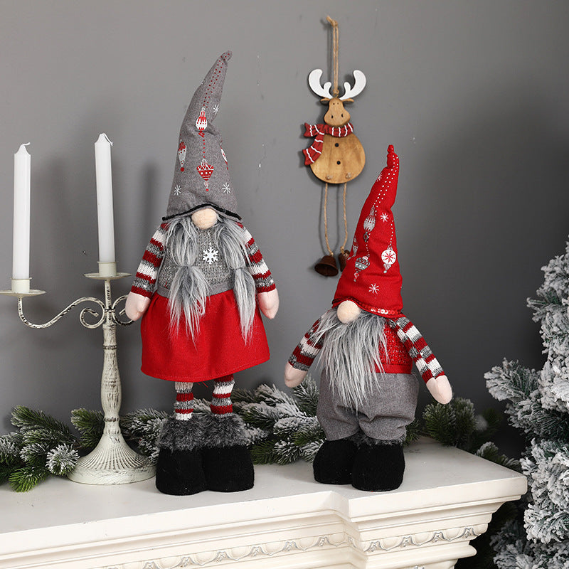 Décorations de Noël Poupée rétractable sans visage Chapeau pointu