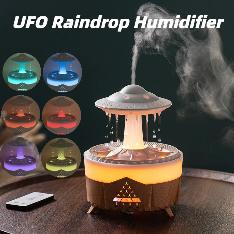 Nuevo humidificador de gota de lluvia UFO, humidificador de aire con forma de gota de agua, aceites esenciales de aromaterapia USB, difusor de aire aromático, generador de niebla para el hogar, decoración del hogar