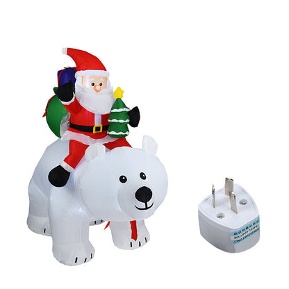 Père Noël gonflable chevauchant un ours polaire 2M Noël jouet gonflable poupée intérieur extérieur jardin décoration de Noël