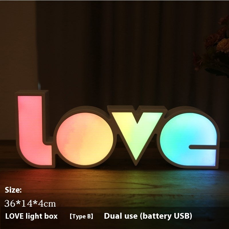 Lámpara de festón ornamental LED Modelado de luz decorativa creativa Propuesta Declaración Diseño de vacaciones Letra de amor inglesa Luz LED