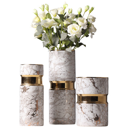 New Chinese Creative Texture Ceramic Light Luxury Vertical Cylinder Wide Diameter Decoration