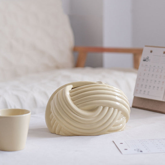 Caja de pañuelos de cerámica para decoración de mesa de sala de estar