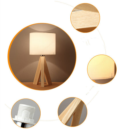 Lampe de table de protection des yeux à LED d'art en bois de chevet minimaliste moderne