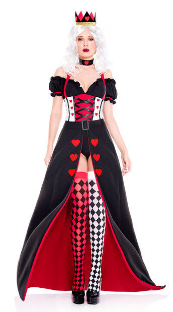 Costume d'Halloween uniforme de la reine du cœur de pêche rouge