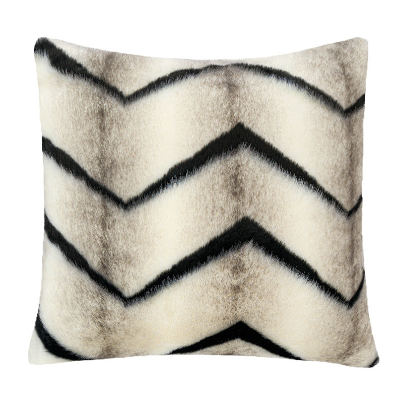 Zebra Tiger Pattern Imitation Fur Short Plush Sofa Cushion Pillow