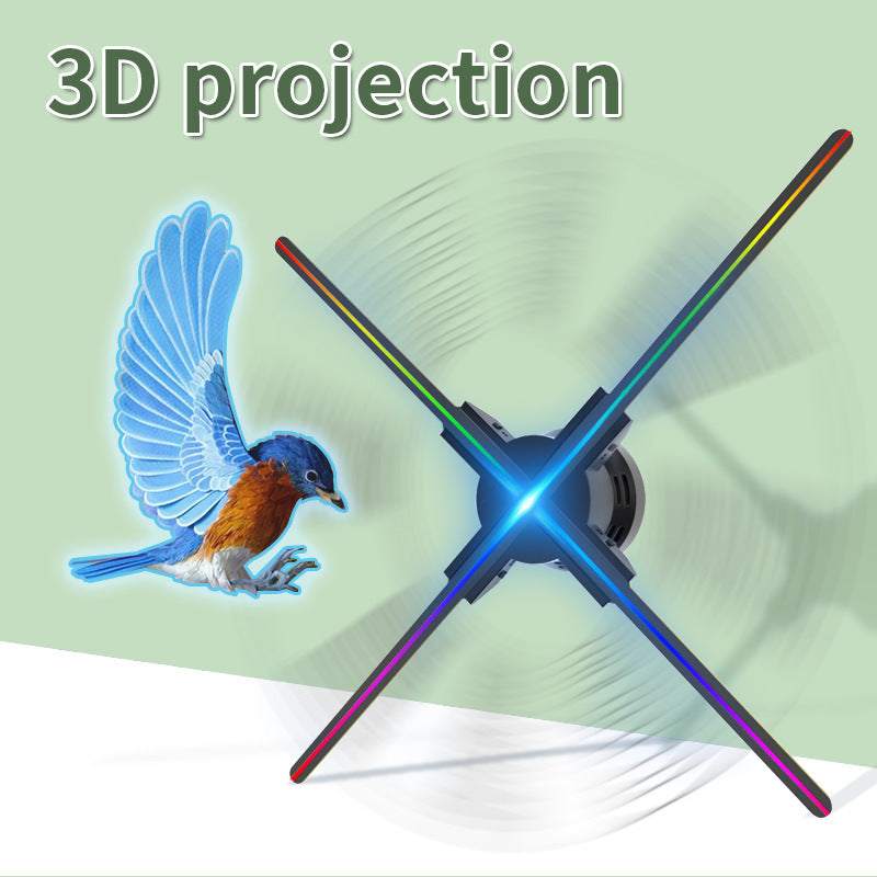 3D Holographic Fan LED Projection Stereoscopic Air Imaging