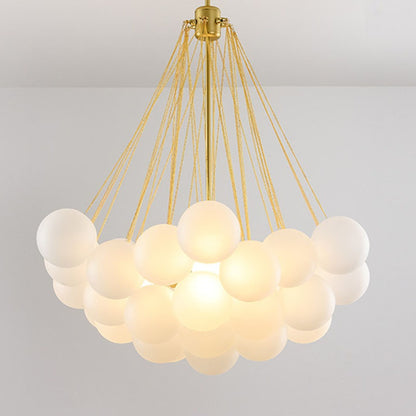 Lámpara colgante para el salón postmoderna con burbujas de cristal blanco, bola de lujo, luz creativa